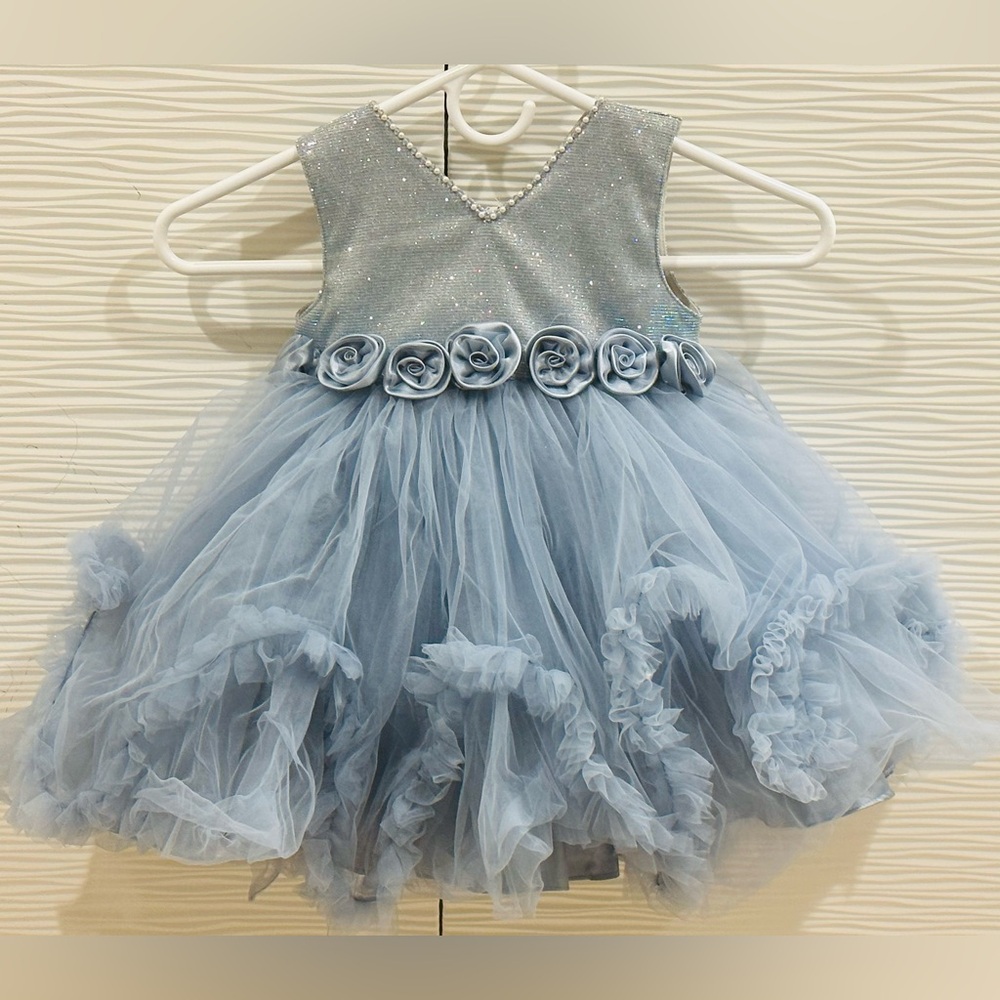 Baby/ infant girls gorgeous elegant floral mesh multi layer princess dress